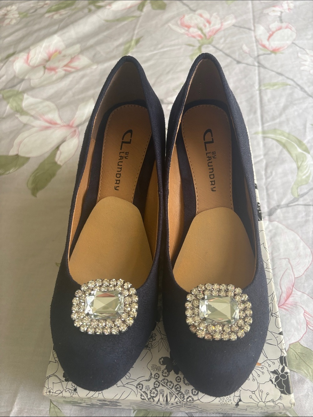 CL by Laundry Women's Navy Blue Crystal-Embellished Flats